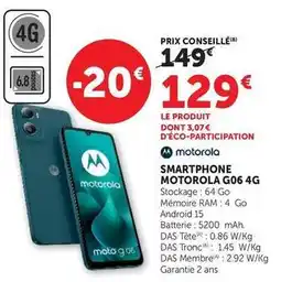 Hyper U Motorola - smartphone g06 4g offre