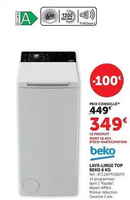 Hyper U Db - lave-linge top beko 6 kg offre