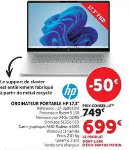 Hyper U Hp - ordinateur portable 173 offre