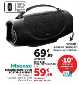 Hyper U Hisense - enceinte bluetooth portable offre