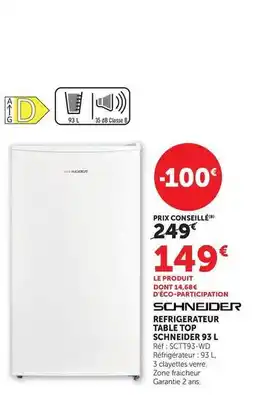 Hyper U Schneider - refrigerateur table top 95 l offre