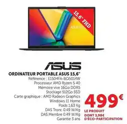 Hyper U Asus - ordinateur portable 15,6 offre