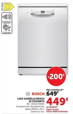 Hyper U Bosch - lave-vaisselle 13 couverts offre
