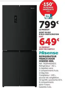Hyper U Hisense - refrigerateur french door offre