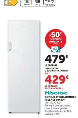 Hyper U Hisense - congelateur armoire h15ense 194 l offre