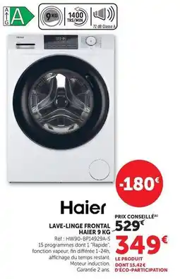 Super U Haier - lave-linge frontal 9 kg offre