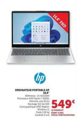 Super U Hp - ordinateur portable 15g offre