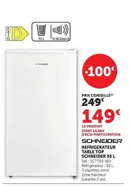Super U Schneider - refrigerateur table top 95 l offre