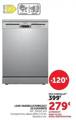 Super U Db - lave-vaisselle purelect 12 couverts offre
