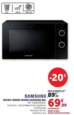 Super U Samsung - micro-ondes mono 20l offre