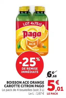 Bi1 Pago Boisson Ace Orange Carotte Citron offre