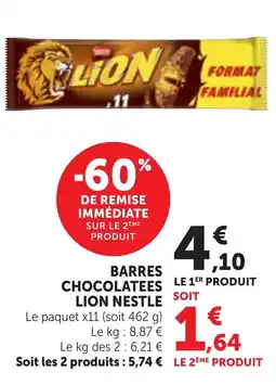 Bi1 LION BARRES CHOCOLATEES offre