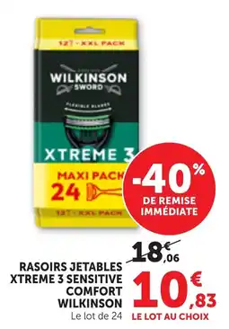 Bi1 WILKINSON RASOIRS JETABLES XTREME 3 SENSITIVE COMFORT offre