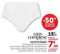 Bi1 sans complexe CULOTTE FEMME offre