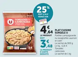 Maximarché SURGELE U TORSADES CARBONARA offre