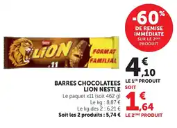 Maximarché LION NESTLE BARRES CHOCOLATEES offre