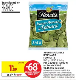 Intermarché Express Florette Jeunes Pousse d'Epinard offre