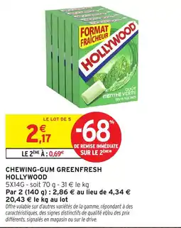 Intermarché Hyper HOLLYWOOD CHEWING-GUM GREENFRESH offre