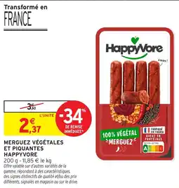 Intermarché Hyper Happyvore Merguez végétales offre
