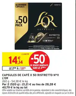 Intermarché Hyper L'OR CAPSULES DE CAFÉ offre