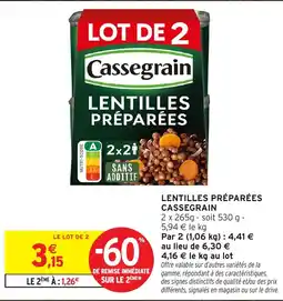 Intermarché Hyper Cassegrain Lentilles préparées offre
