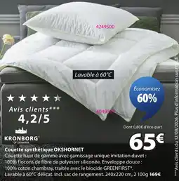 JYSK KRONBORG Couette synthétique OKSHORNET offre