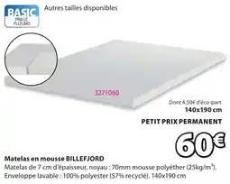 JYSK BILLEFJORD Matelas en mousse offre
