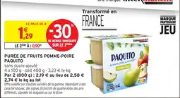 Intermarché Hyper PAQUITO PURÉE DE FRUITS POMME-POIRE offre