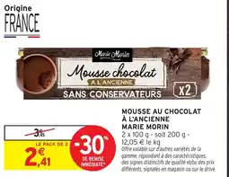 Intermarché Hyper Marie Morin Mousse chocolat offre