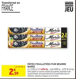Intermarché Hyper MARIE PÂTES FEUILLETÉES PUR BEURRE offre