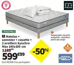 Conforama Synchro Matelas + sommier + couette + 2 oreillers offre