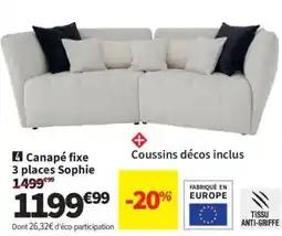 Conforama Sophie Canapé fixe 3 places offre