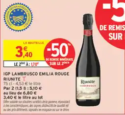 Intermarché Contact Riunite IGP Lambrusco Emilia Rouge offre