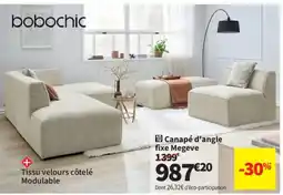 Conforama bobochic Canapé d'angle fixe Megeve offre