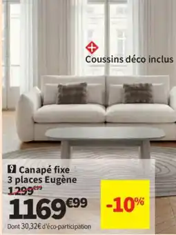 Conforama Eugène Canapé fixe 3 places offre