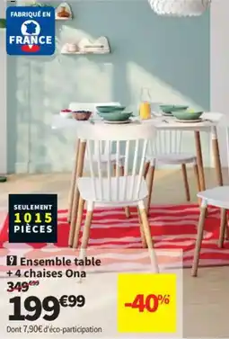 Conforama Ensemble table + 4 chaises Ona offre