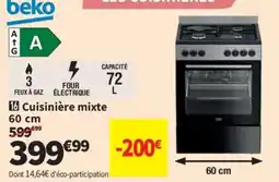 Conforama Beko cuisinière mixte offre