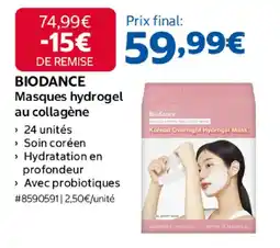 Costco BIODANCE Masques hydrogel au collagène offre