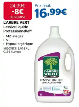 Costco L'ARBRE VERT Lessive liquide Professionnelle offre