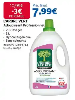 Costco L'ARBRE VERT Adoucissant Professionnel offre
