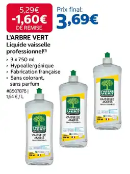 Costco L'ARBRE VERT Liquide vaisselle professionnel offre
