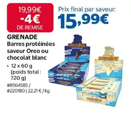 Costco GRENADE Barres protéinées offre
