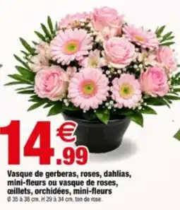 Bazarland Vasque de gerberas, roses, dahlias, mini-fleurs ou vasque de roses, œillets, orchidées, mini-fleurs offre