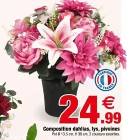 Bazarland Composition dahlias, lys, pivovines offre