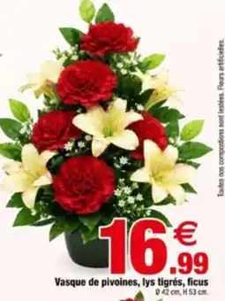 Bazarland Vasque de pivoines, lys tigrés, ficus offre