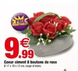 Bazarland Coeur ciment 8 boutons de rose offre