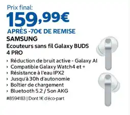 Costco SAMSUNG Ecouteurs sans fil Galaxy BUDS 4 PRO offre