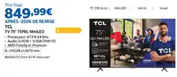 Costco TCL TV 75" 75P8L MiniLED offre