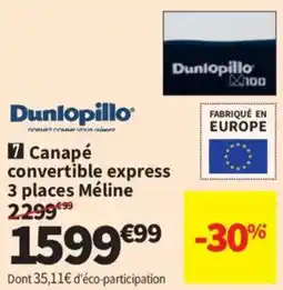 Conforama Dunlopillo Canapé convertible express offre