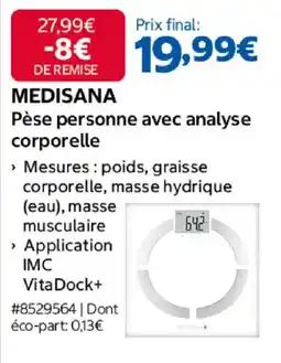 Costco MEDISANA Pèse personne avec analyse corporelle offre
